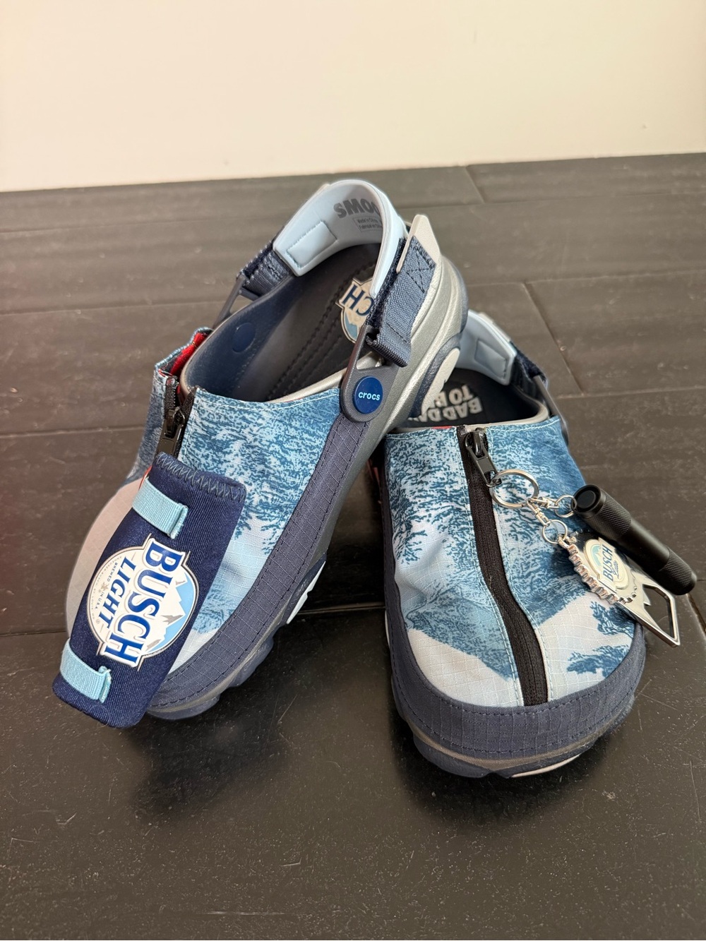 New Busch Light x Crocs All-Terrain Clogs with Flashlight and Bottle Opener